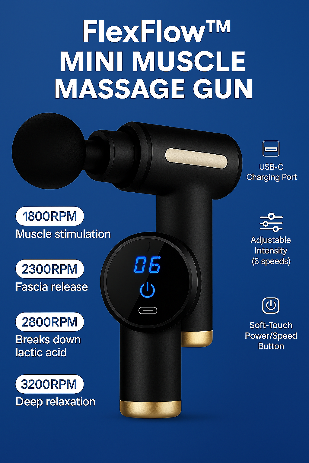 FlexFlow™ Mini Massage Gun – Deep Tissue Relief